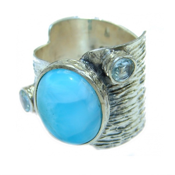 Seville Jewelry - STERLING SILVER NATURAL LARIMAR RING